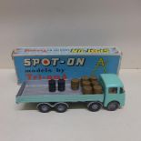 A boxed Spot-on diecast E.R.F 68G lorry with flat float with sides 7 barrels and two oil drums -