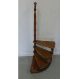 A set of beechwood library steps with leather insets - Height 115cm - in good condition