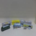 Three boxed Dinky Supertoys BBC TV mobile control room 967, ABC TV mobile control room 987 and