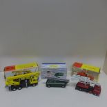 Three boxed Dinky Toys BBC TV extending mast vehicle 969, Coles Hydra Truck 150T - 980 and Jones