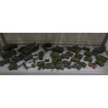 A collection of approx 35 Dinky playworn Military vehicles, guns