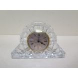 A Waterford Crystal quartz mantle clock - Height 12cm, - working order, good condition