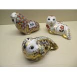 Three Royal Crown Derby paperweights - Two seals and a walrus - all in very good condition