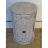 A new painted cylindrical two door painted cupboard/sidetable - Height 72cm - boxed