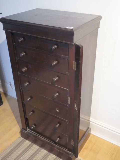 A 19th century mahogany seven drawer wellington chest - Height 110cm x Width 55cm - Image 2 of 2