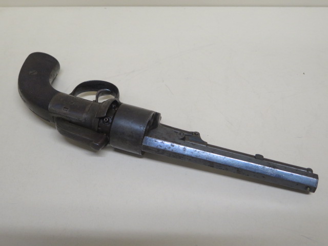 A 19th century percussion pistol - the sighted barrel engraved Powell with a six shot revolving - Image 2 of 7