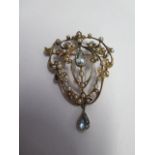 A 15ct yellow gold pearl brooch - 5cm x 3.5cm - approx weight 7 grams - two pearls missing but