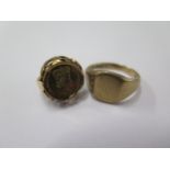 A 14ct gold ring size I - approx. weight 2.8 grams and a 9ct signet ring size U - approx. weight 5