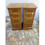 A pair of walnut four drawer bedside chests made by a local craftsman to a high standard - Height