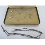 Five pieces of white metal/silver jewellery - all good