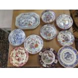 A collection of 19th century ironstone and other Trinity College Cambridge dinner ware including