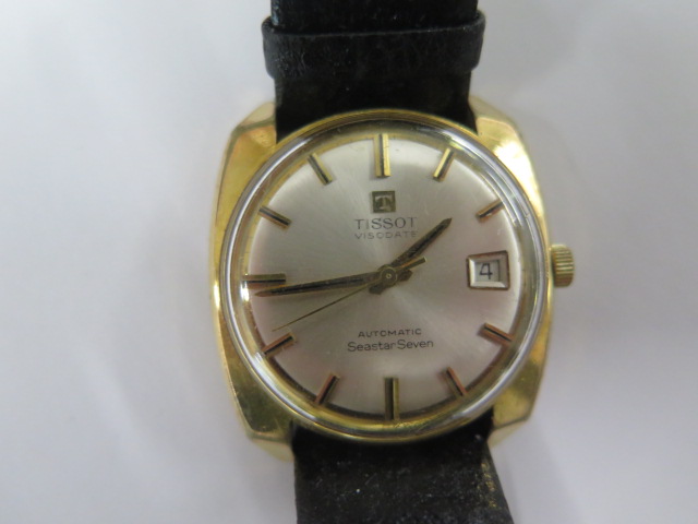A Tissot Visodate automatic Seastar Seven gold plated wristwatch - 34mm case - dial good, running,