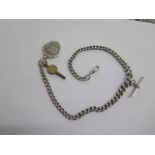 A silver graduating watch chain - 4cm long - approx weight 5 grams - some general wear consistent