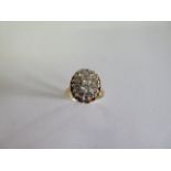 A 14ct yellow gold diamond cluster ring size L - approx weight 4.5 grams - good condition