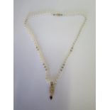 A cultured pearl bead necklet consisting of 82 cultured pearls measuring from 3.6mm to 3.5mm