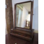 A Georgian mahogany dressing table mirror with a single convex drawer - 64cm x 44cm