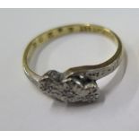 An 18ct yellow gold diamond ring size L/M - approx weight 2 grams