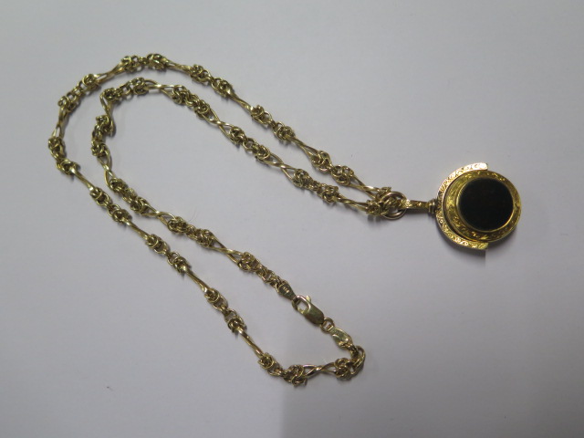 A 9ct yellow gold 50cm chain with a gilt metal revolving fob, total weight approx 15.7 grams - Image 2 of 2