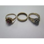 Three 9ct yellow gold rings sizes N - total weight approx 8.6 grams