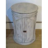 A new painted cylindrical two door painted cupboard/sidetable - Height 72cm