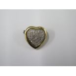 A hallmarked 18ct yellow gold diamond heart brooch - Width 20mm - approx weight 6.6 grams - in