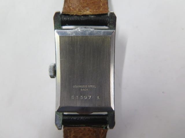 A Roamer 15 jewel stainless steel manual wind gents wristwatch on a leather strap - 22mm case - - Image 3 of 3