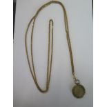 A gold plated locket on a gold plated belcher chain - Length 140cm