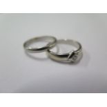 A platinum band ring size N - approx. weight 1.5 grams and a 9ct diamond ring size N - approx.