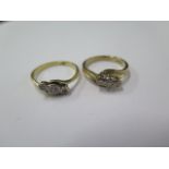 An 18ct yellow gold three stone diamond ring size Q - approx weight 2.6 grams and a 9ct hallmarked