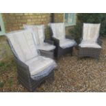 A set of four new Maze Rattan garden chairs with cushions