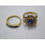 Two gilt metal rings both surface test to approx 18ct - ring sizes N/O - approx weight 13 grams