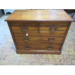 A Victorian ash chest of two over two drawers on a plinth base - Height 81cm x 99cm x 50cm - in