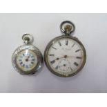 A silver Fattorini ladies pocket watch - running, and a 'The Bedford' silver pocket watch - 50mm