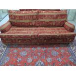 A modern sofa in Egyptian motif fabric - Width 210cm x Height 81cm x Depth 108cm - in good condition