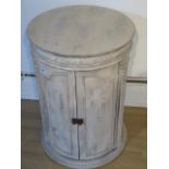 A new painted cylindrical two door painted cupboard/sidetable - Height 72cm - boxed