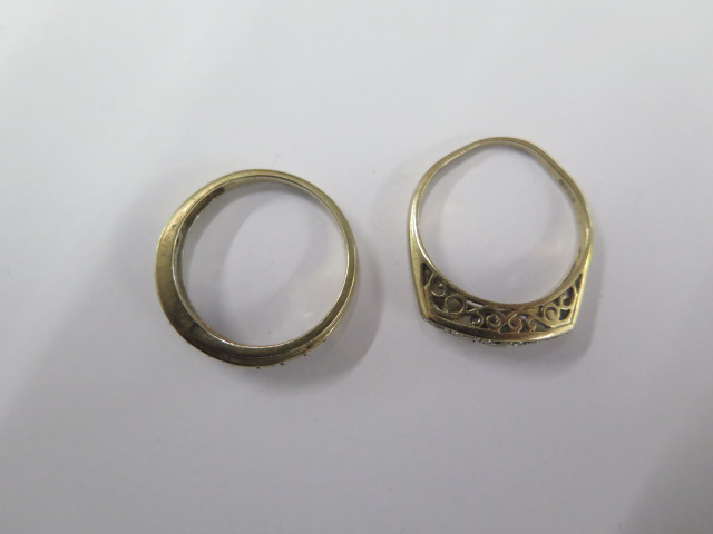 Two 9ct yellow gold diamond rings size N - approx weight 4.1 grams - Image 2 of 2