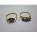 Two 18ct yellow gold rings sizes L & N - approx weight 4.7 grams