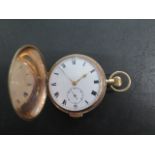 A 9ct yellow gold full hunter pocket watch with repeat - 55mm case - approx weight 102 grams - small