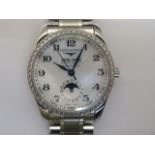 A Longines Master collection stainless steel diamond bezel gents automatic bracelet wristwatch