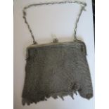 A white metal chain link opera bag approx 205 grams - 15cm x 17cm - some losses but reasonably good