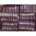 A matched 12 setting silver set of flatware - 12x 23cm table spoons, 12x 18cm spoons, 12x 21cm