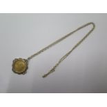 A Victorian full sovereign dated 1895 in a 9ct gold mount and 9ct 54cm chain - total approx weight