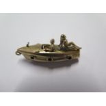 A 9ct yellow gold hallmarked speed boat charm - Length 3.5cm - approx weight 8.3 grams