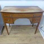 A 19th century mahogany bow front desk/dressing table with three drawers - Width 100cm x Height 83cm