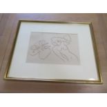 Henri Matisse nude and piper print 25cm x 36cm in a gilt frame, frame size 48cm x 60cm - good