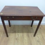 A Georgian mahogany side table with a single drawer - one handle missing - Width 85cm x Height 72cm