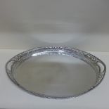 A good twin handle silver tray with pierced gallery - London 1893/94 HS - 54cm x 35cm - Height 5cm -