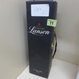 A boxed bottle of Lanson Black Label Champagne