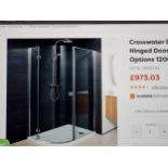 A stone shower tray - Width 93cm x 123cm - both boxed and unused and a shower door RRP £1000 - new