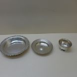 A silver coaster - Width 16cm - a silver Armada dish and a small silver dish - total weight approx